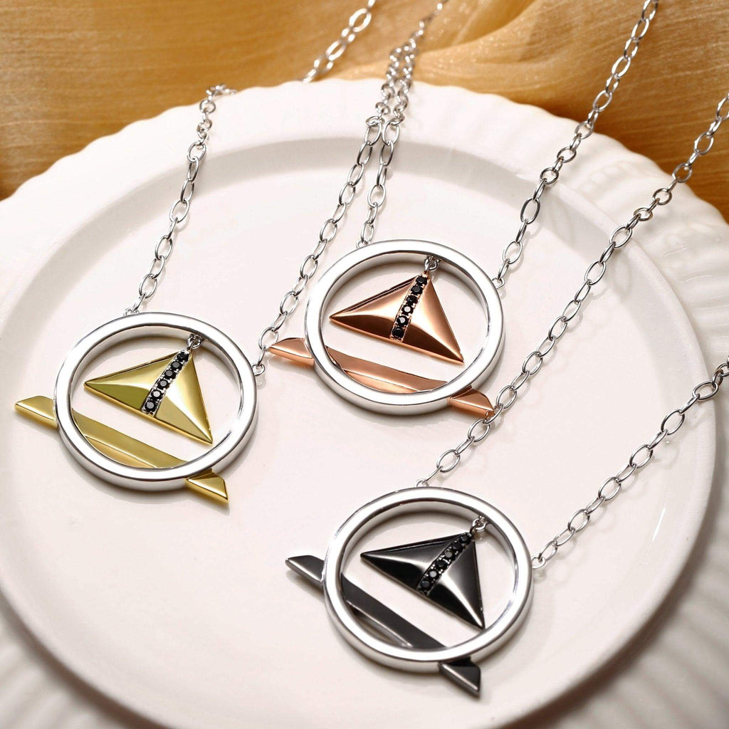 Black Cubic Zirconia Diamond Triangle Pendant Necklace Designed by Alexandra Baltazar - Trendolla Jewelry