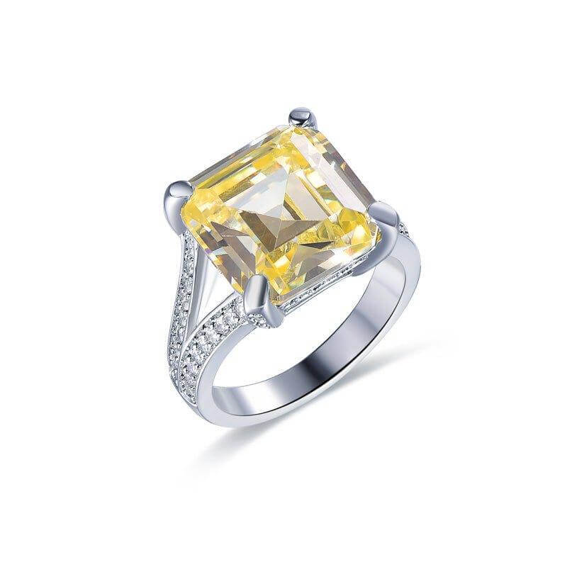 Classic Yellow Zircon Princess Cut Cubic Zirconia Diamond Ring - Trendolla Jewelry