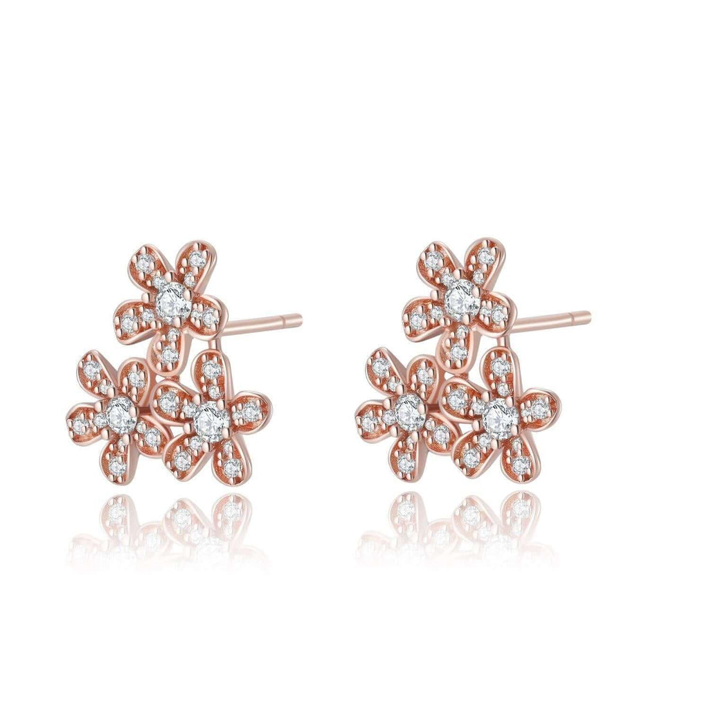 Trendolla Jewelry: Floret 925 Sterling Silver 18K Rose Gold Plated Earrings - Trendolla Jewelry