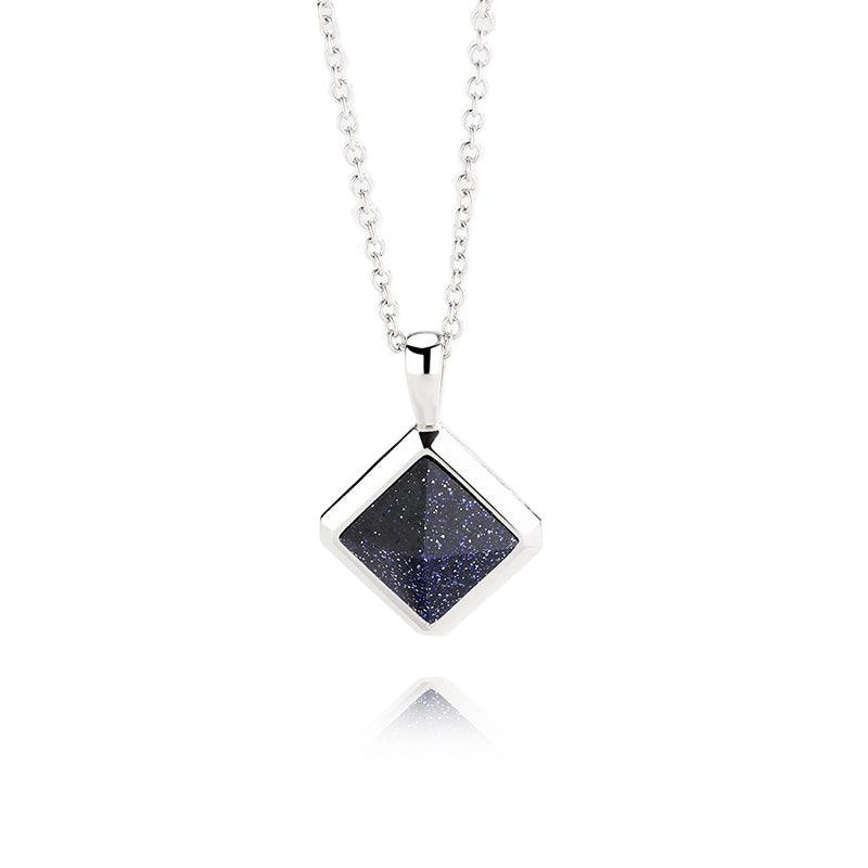 Sterling Silver Blue Sandstone Necklace - Trendolla Jewelry