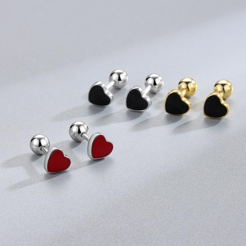 Trendolla Black heart Ball Back Earrings Nap Earrings - Trendolla Jewelry